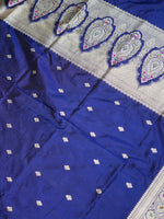 Handwoven Dark Blue Banarasi Katan Silk Suit