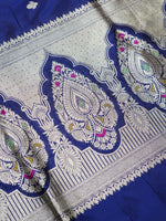 Handwoven Dark Blue Banarasi Katan Silk Suit