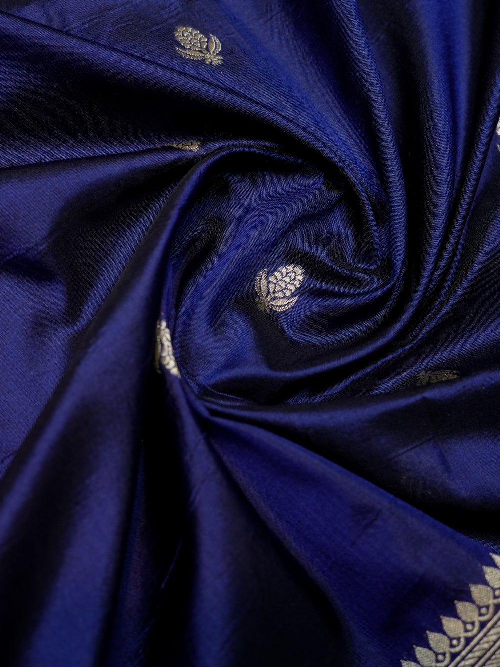 Handwoven Dark Blue Banarasi Katan Silk Suit