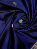 Handwoven Dark Blue Banarasi Katan Silk Suit