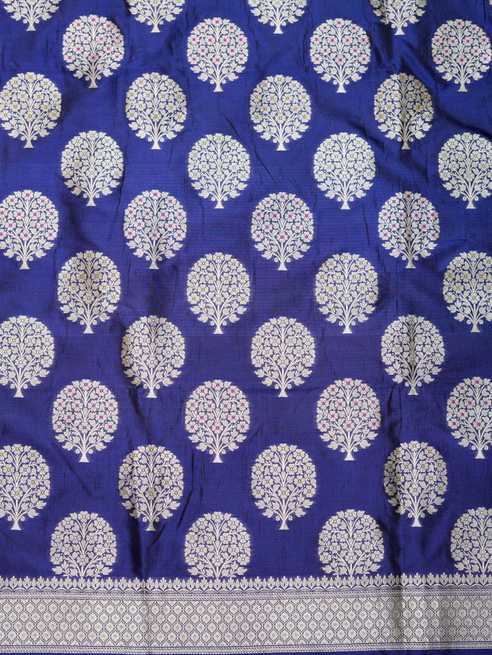 Handwoven Dark Blue Banarasi Katan Silk Suit