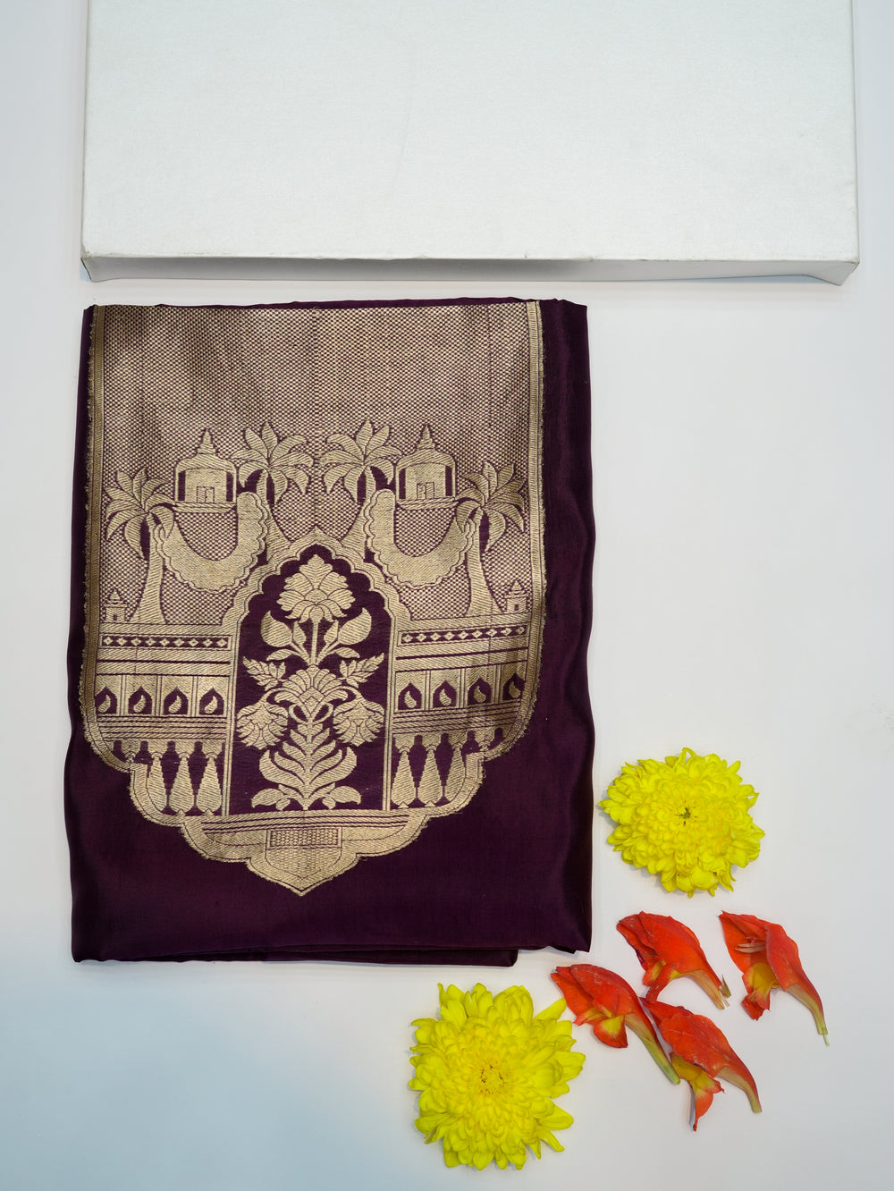 Handwoven Wine Banarasi Brocade Pure Katan Silk Co-ord Set