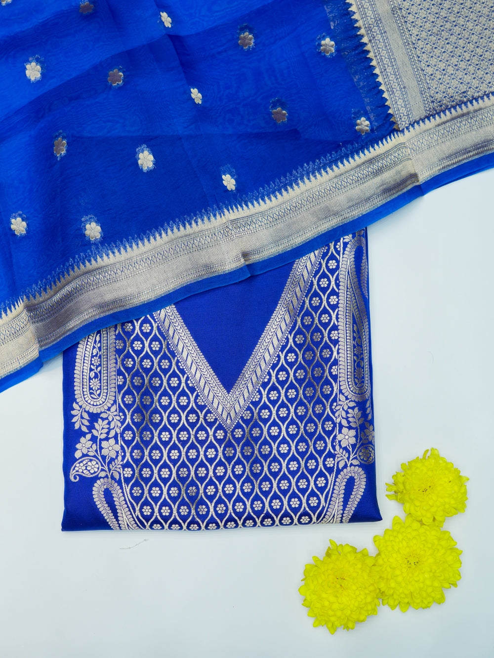 Handwoven Royal Blue Banarasi Katan Silk Suit