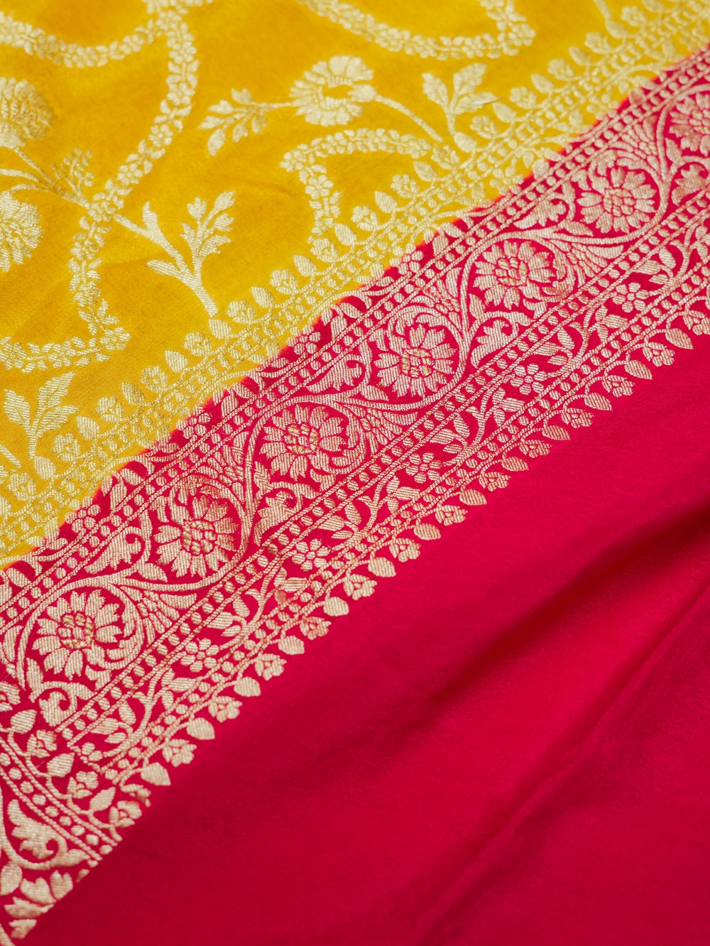 Handwoven Yellow Banarasi Khaddi Georgette Silk Suit