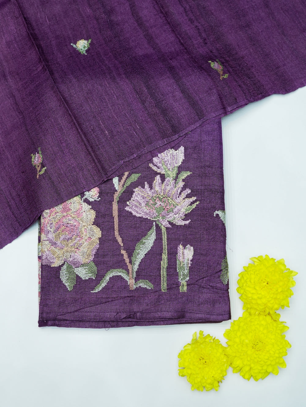 Handwoven Purple Banarasi Tussar Silk Suit
