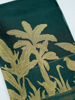 Handwoven Bottle Green Banarasi Organza Silk Suit