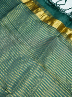 Handwoven Bottle Green Banarasi Organza Silk Suit