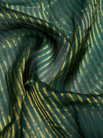 Handwoven Bottle Green Banarasi Organza Silk Suit