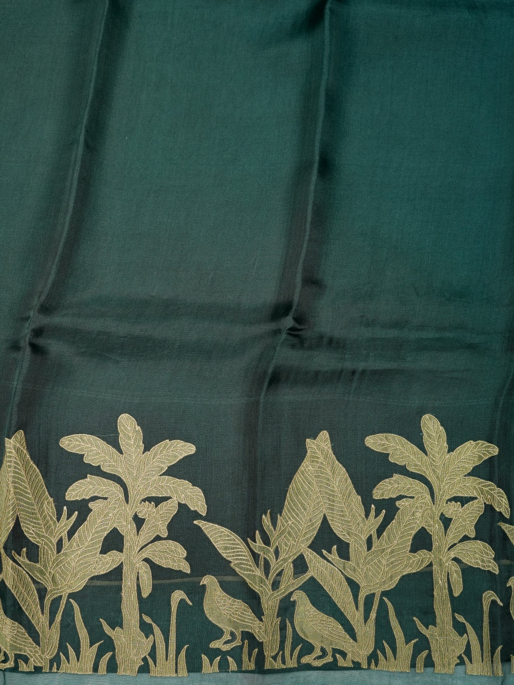 Handwoven Bottle Green Banarasi Organza Silk Suit