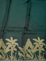 Handwoven Bottle Green Banarasi Organza Silk Suit