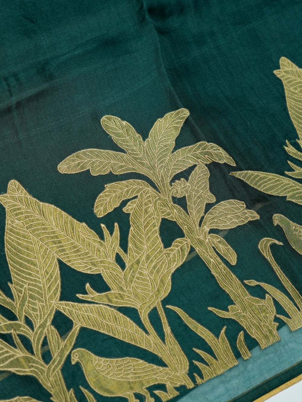 Handwoven Bottle Green Banarasi Organza Silk Suit
