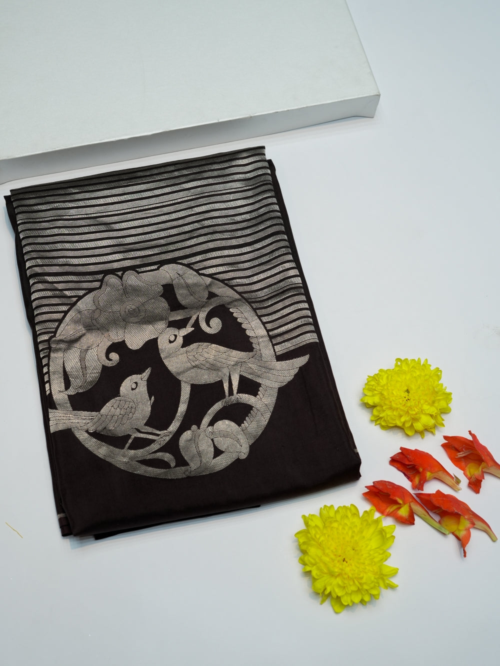 Handwoven Brown Motifs Banarasi Mashru Katan Silk Co-ord Set