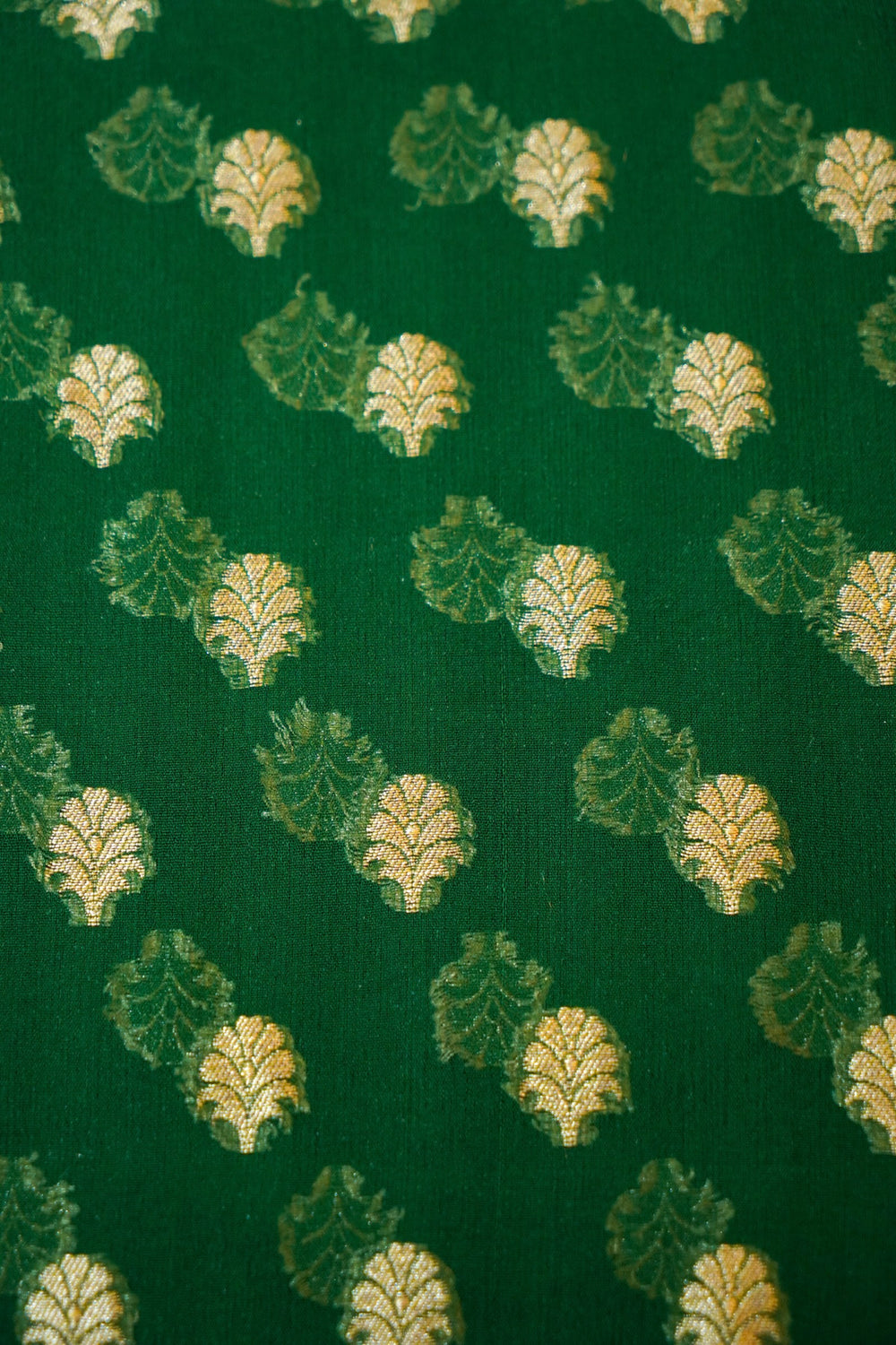 Pine Green Bandhani Georgette Khadi  Handwoven Banarasi Suit