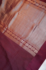 Wine Red Sona Roopa Crepe  Handwoven Banarasi Saree