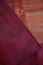 Wine Red Sona Roopa Crepe  Handwoven Banarasi Saree