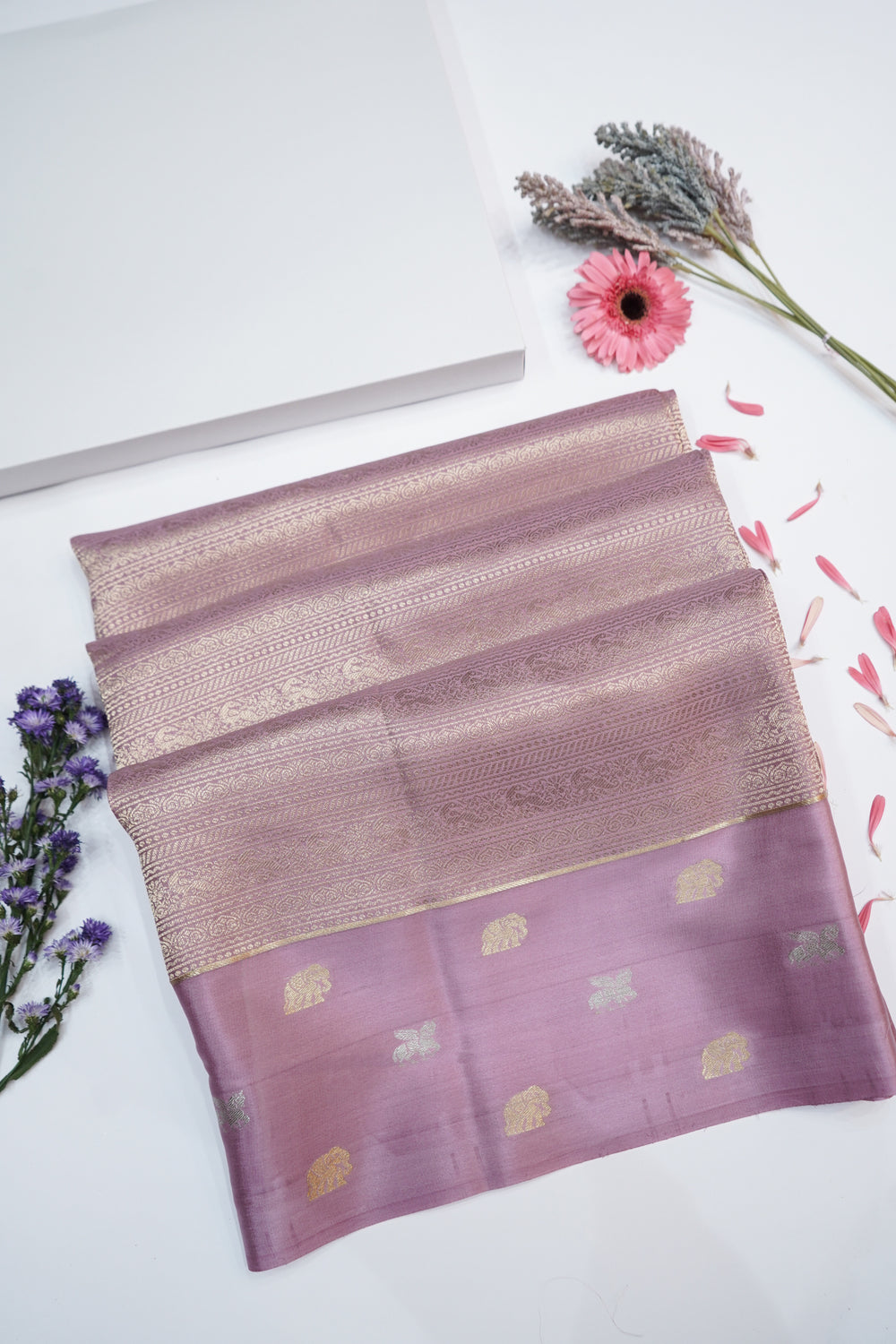 Blush Pink Brocade Crepe  Handwoven Banarasi Saree