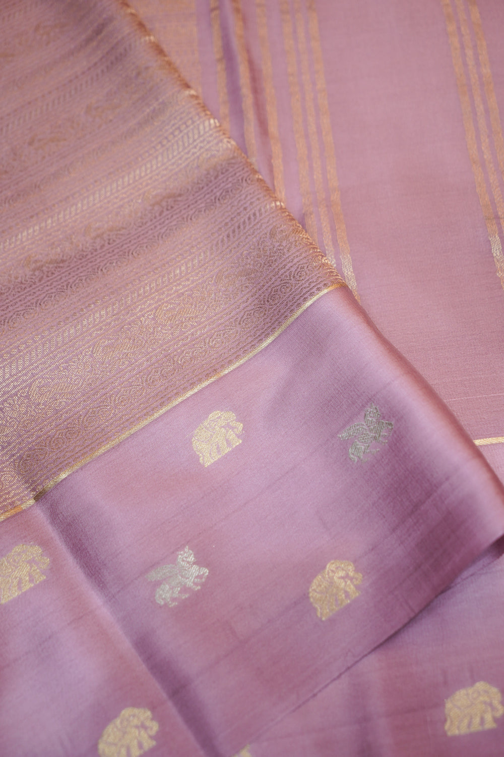 Blush Pink Brocade Crepe  Handwoven Banarasi Saree