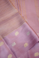 Blush Pink Brocade Crepe  Handwoven Banarasi Saree