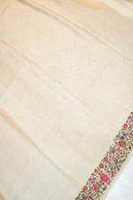 Ivory White Stripe Crepe  Handwoven Banarasi Saree