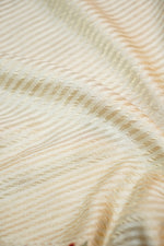 Ivory White Stripe Crepe  Handwoven Banarasi Saree