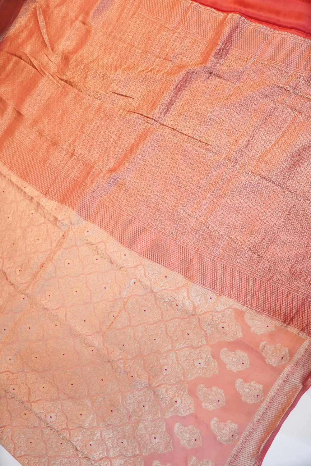 Rose Pink Brocade Crepe  Handwoven Banarasi Saree