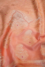 Rose Pink Brocade Crepe  Handwoven Banarasi Saree