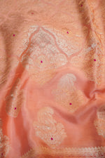 Rose Pink Brocade Crepe  Handwoven Banarasi Saree