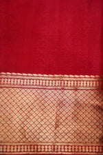 Cherry Red Jangla Crepe  Handwoven Banarasi Saree