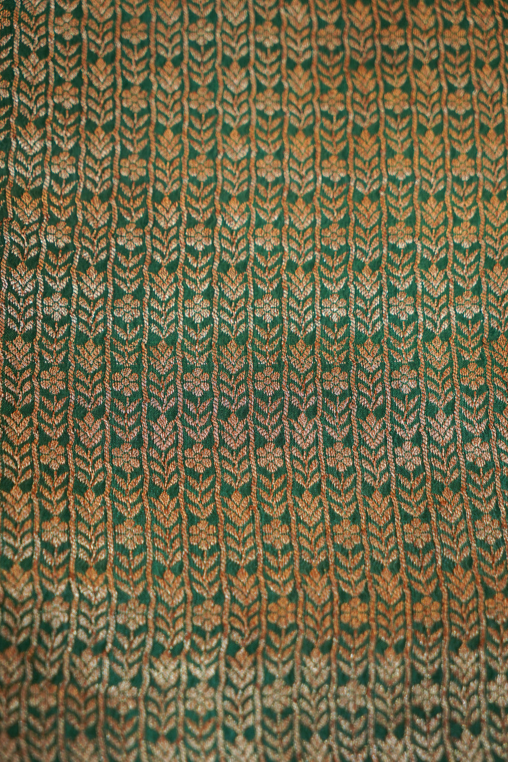 Pine Green Brocade Crepe  Handwoven Banarasi Saree