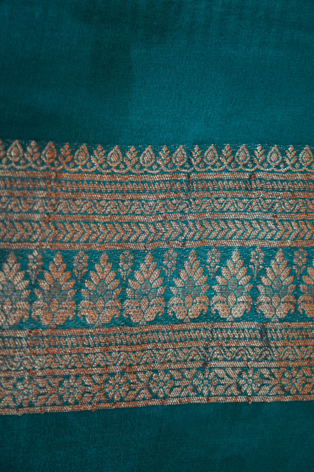 Ocean Blue Brocade Crepe  Handwoven Banarasi Saree
