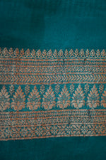 Ocean Blue Brocade Crepe  Handwoven Banarasi Saree