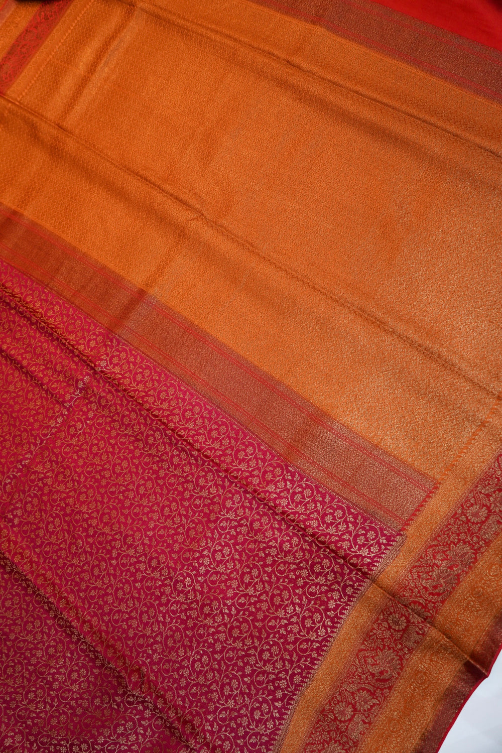 Blood Red Brocade Crepe  Handwoven Banarasi Saree