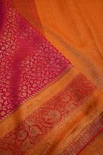 Blood Red Brocade Crepe  Handwoven Banarasi Saree