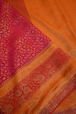Blood Red Brocade Crepe  Handwoven Banarasi Saree