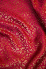 Blood Red Brocade Crepe  Handwoven Banarasi Saree
