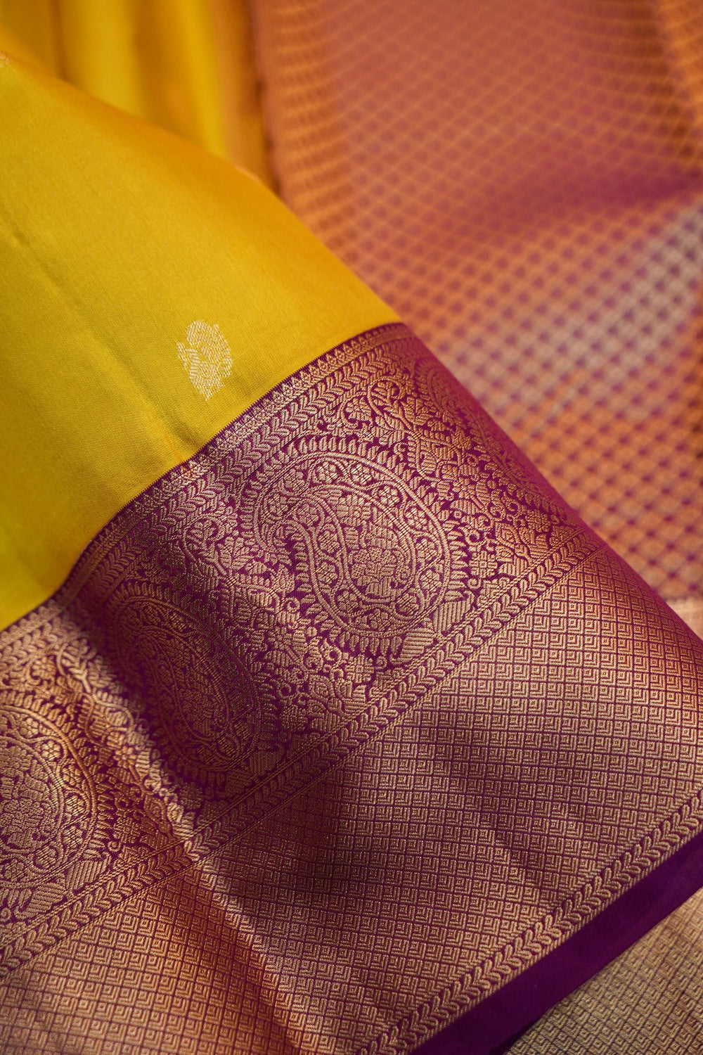 Butter Yellow Motif Katan Silk Kanjivaram