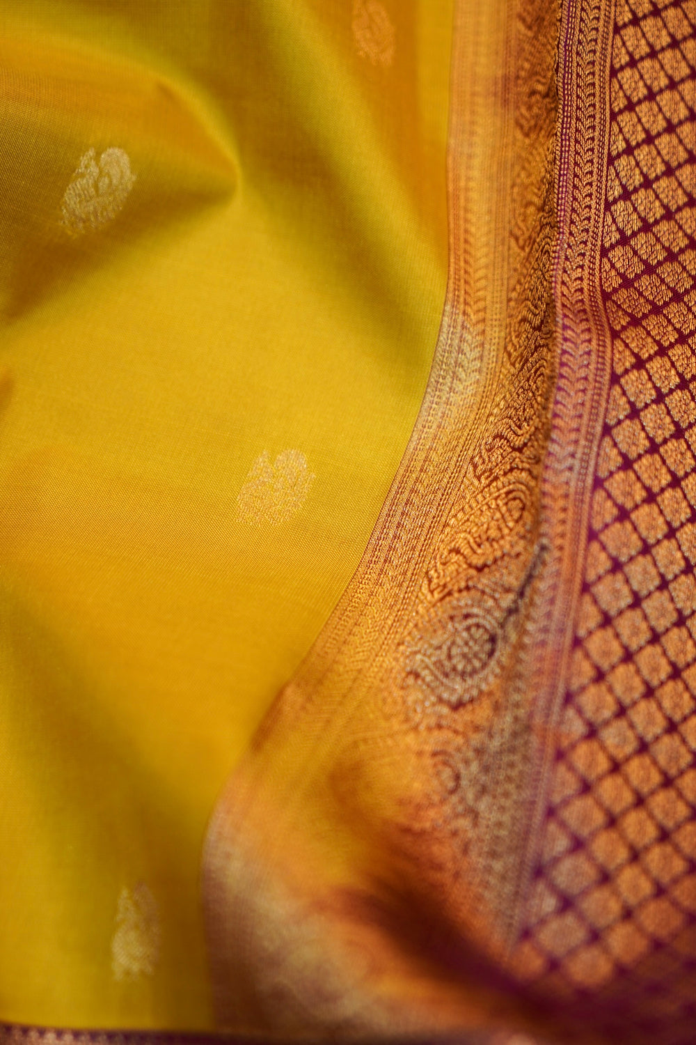 Butter Yellow Motif Katan Silk Kanjivaram