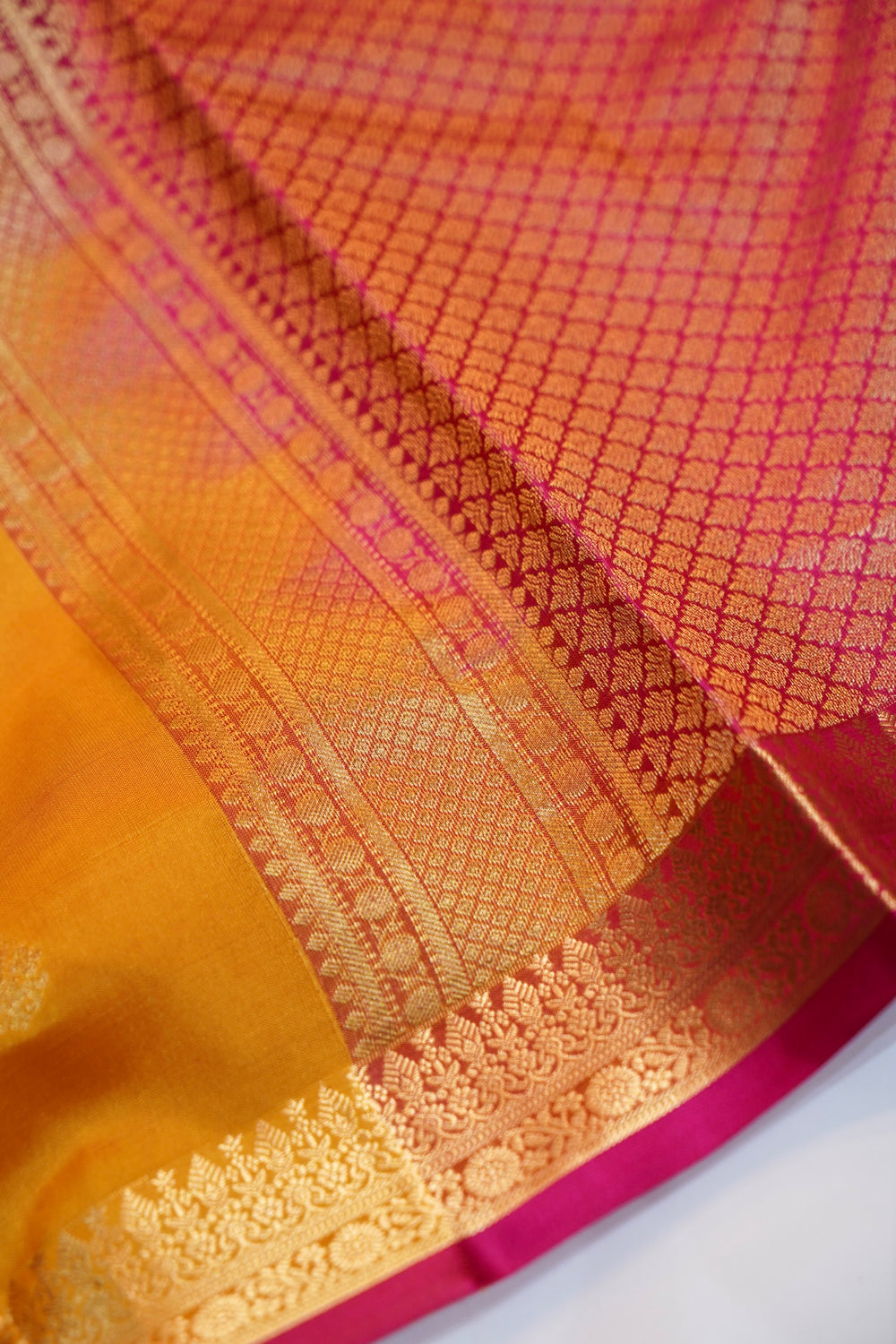Canary Yellow Motif Katan Silk Handwoven Banarasi Saree
