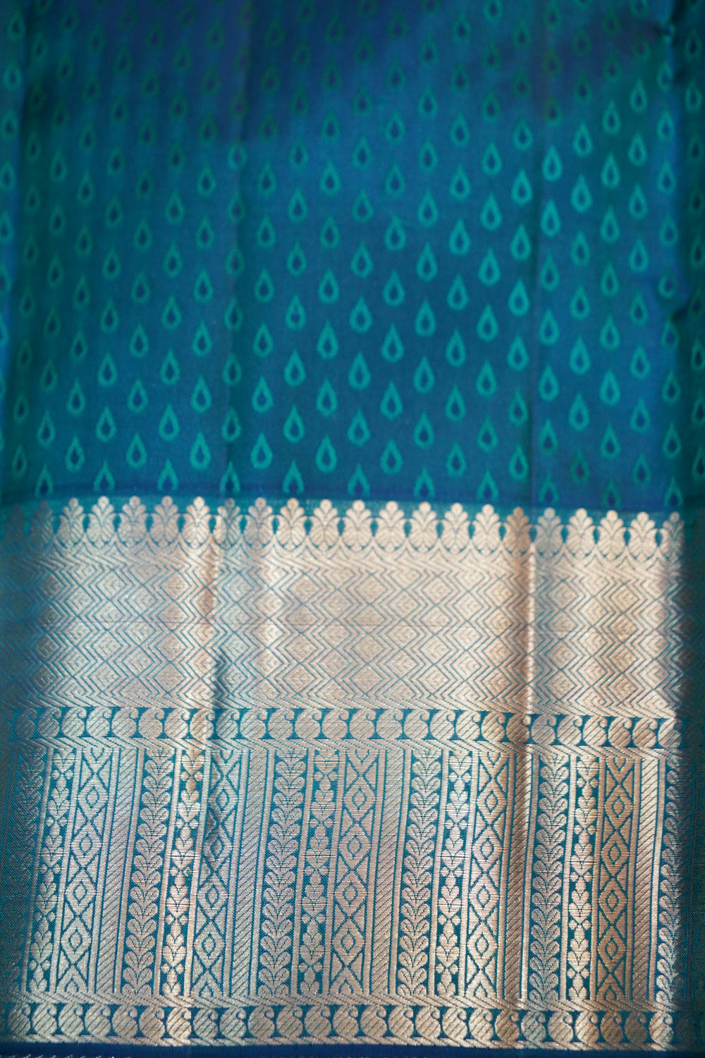 Peacock Blue Tanchoi Katan Silk Kanjivaram