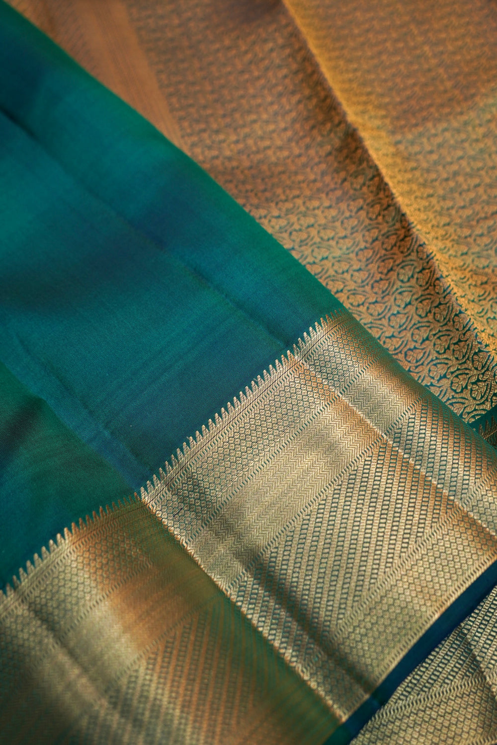 Ocean Blue Plain Katan Silk Kanjivaram