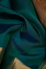Ocean Blue Plain Katan Silk Kanjivaram