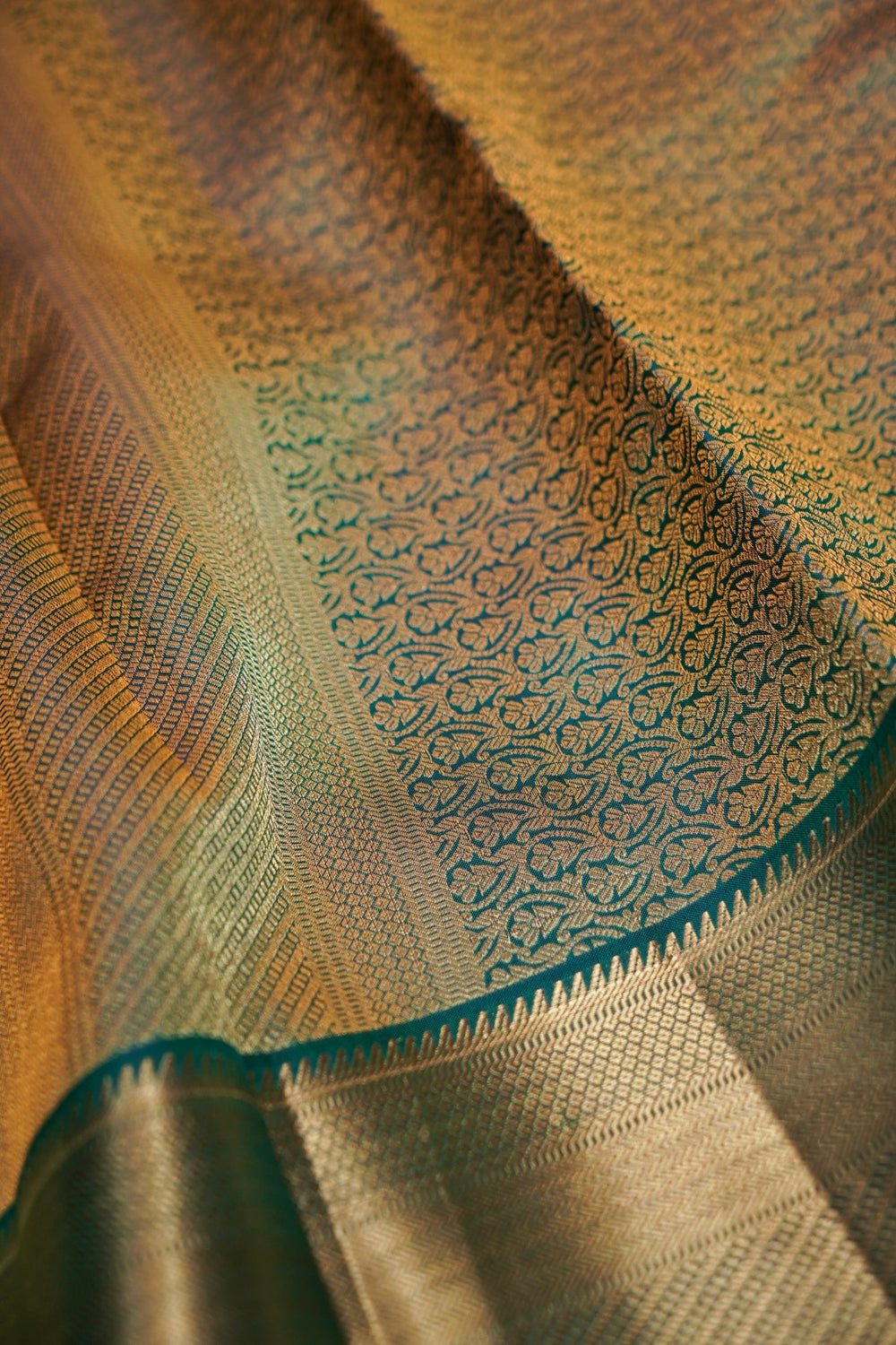 Ocean Blue Plain Katan Silk Kanjivaram