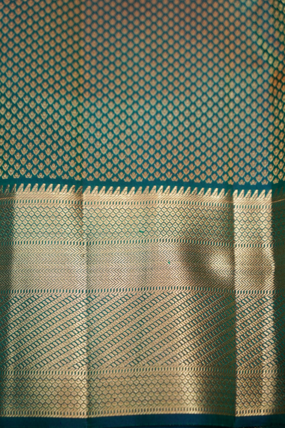 Ocean Blue Plain Katan Silk Kanjivaram