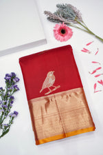 Crimson Red Motif Katan Silk Kanjivaram