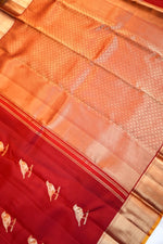 Crimson Red Motif Katan Silk Kanjivaram