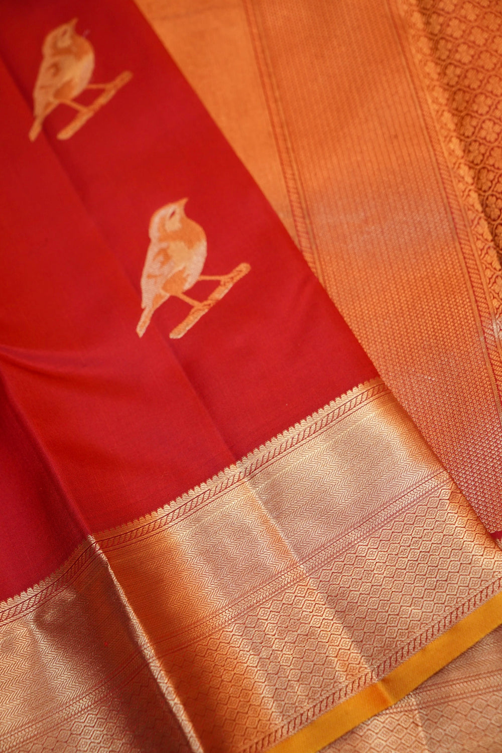 Crimson Red Motif Katan Silk Kanjivaram
