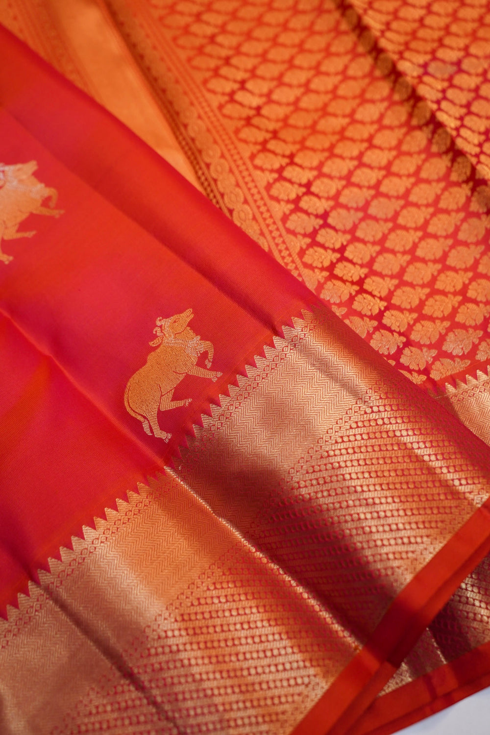 Crimson Red Motif Katan Silk Kanjivaram