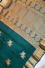 Ocean Blue Motif Katan Silk Kanjivaram