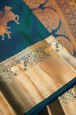 Ocean Blue Motif Katan Silk Kanjivaram