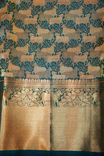 Ocean Blue Motif Katan Silk Kanjivaram
